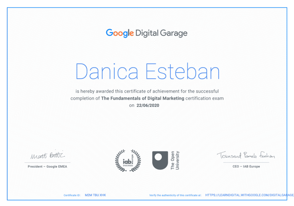 Google Digital Garage Fundamentals of Digital Marketing
